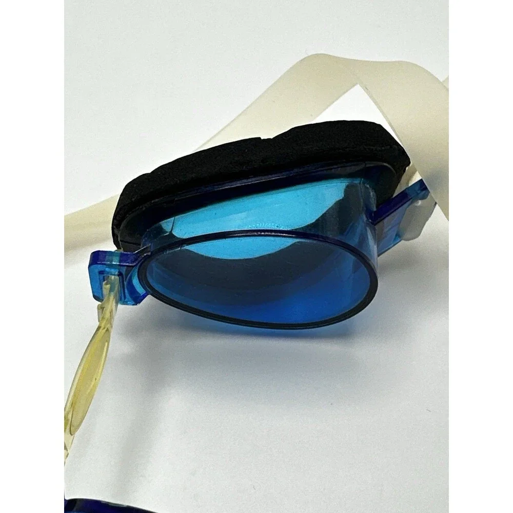 Blue Mirrored Swim Goggles Anti-Fog UV Protection Adjustable Strap Unisex
